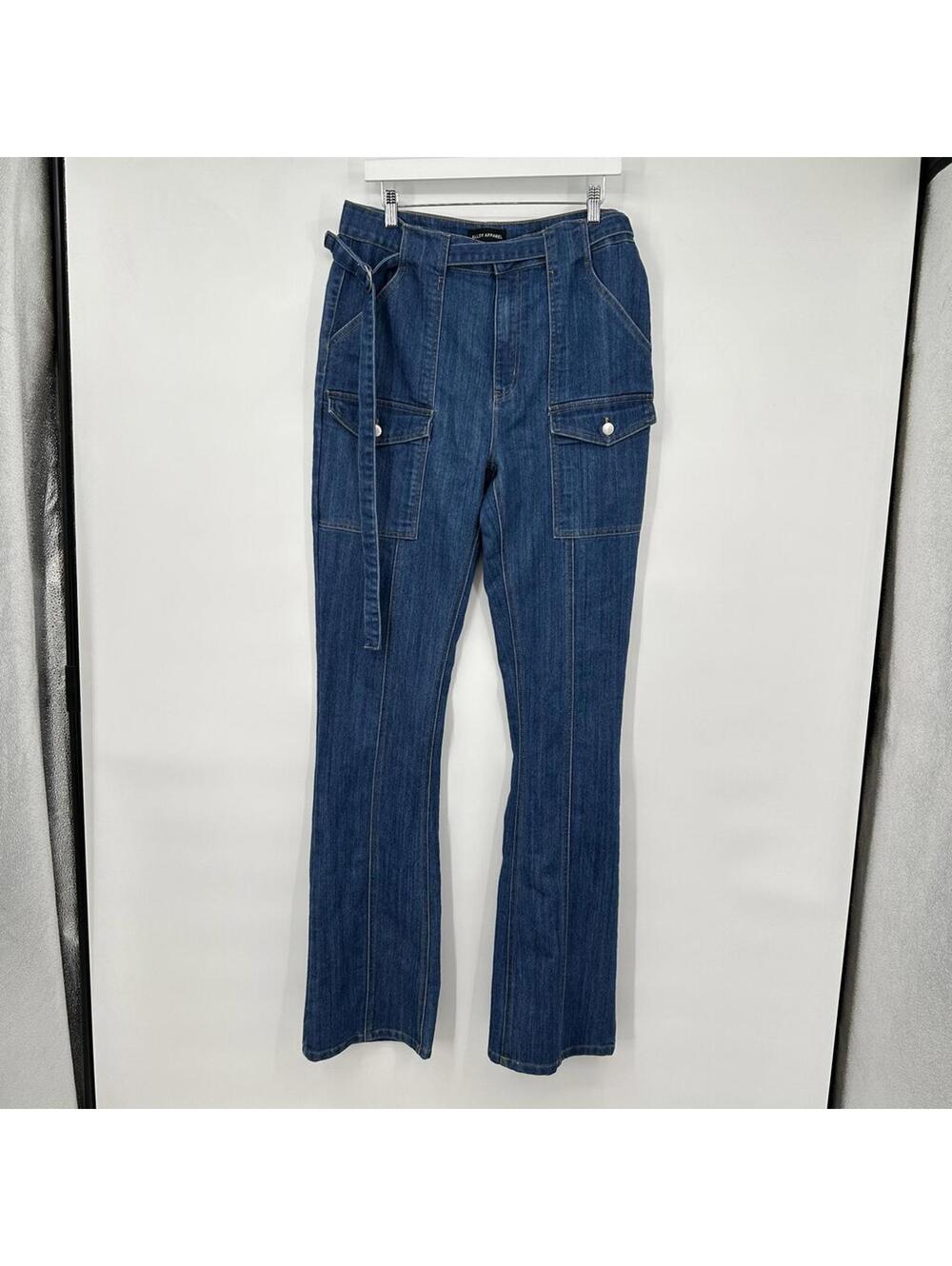Women's Alloy Apparel Cargo Bootcut Blue Jeans 14 Tall 14x37